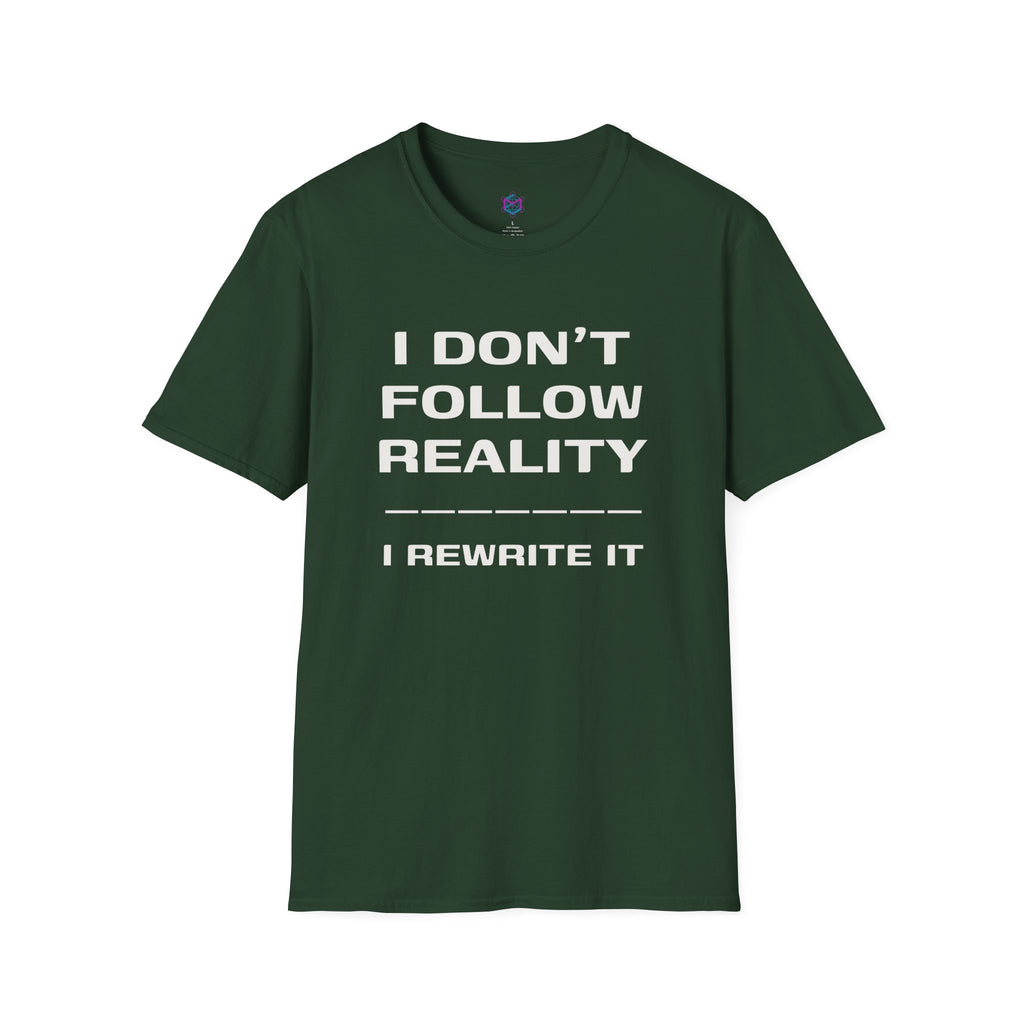 Rewrite Reality Forest Green Unisex Softstyle T-Shirt - Manifestation Tee