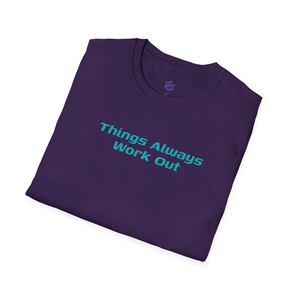 Things Always Work Out Eggplant Unisex Softstyle T-Shirt - Positive Vibes