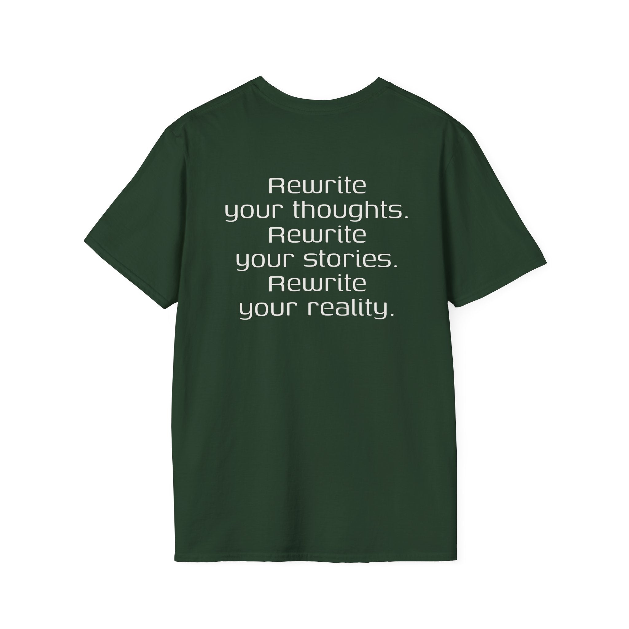 Rewrite Reality Forest Green Unisex Softstyle T-Shirt - Manifestation Tee