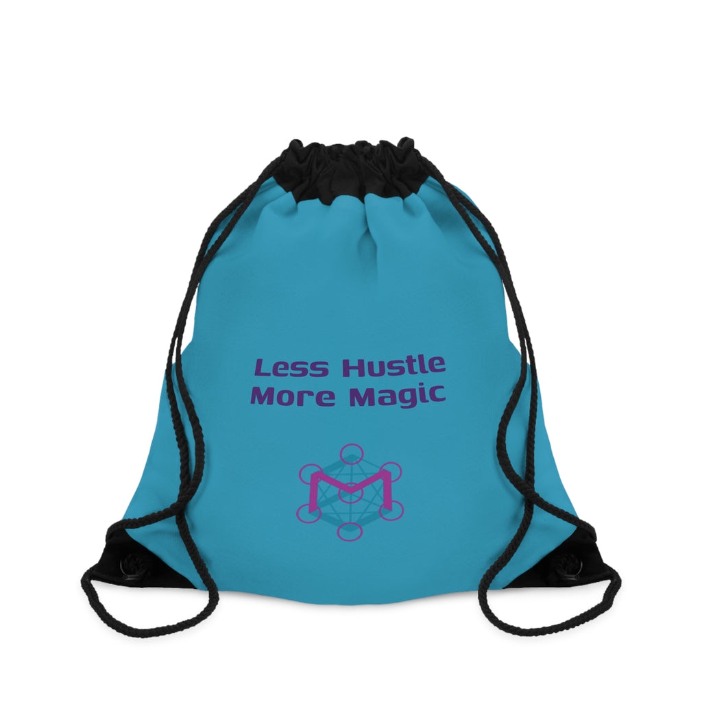 Blue Less Hustle More Magic Drawstring Bag