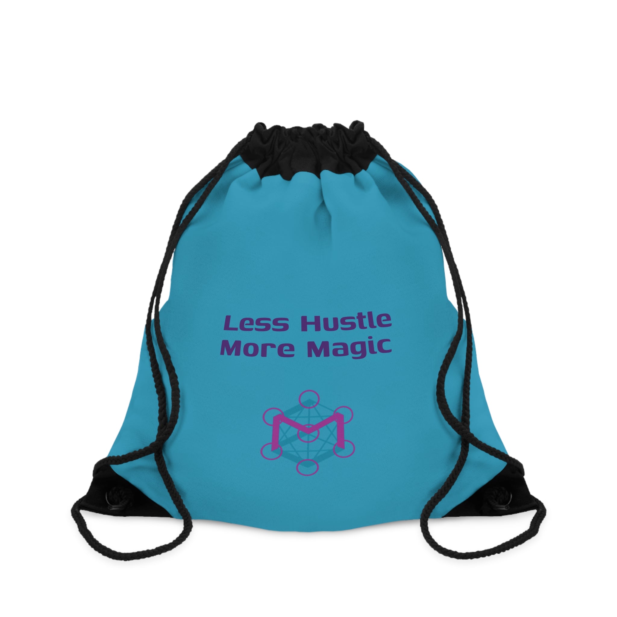 Blue Less Hustle More Magic Drawstring Bag