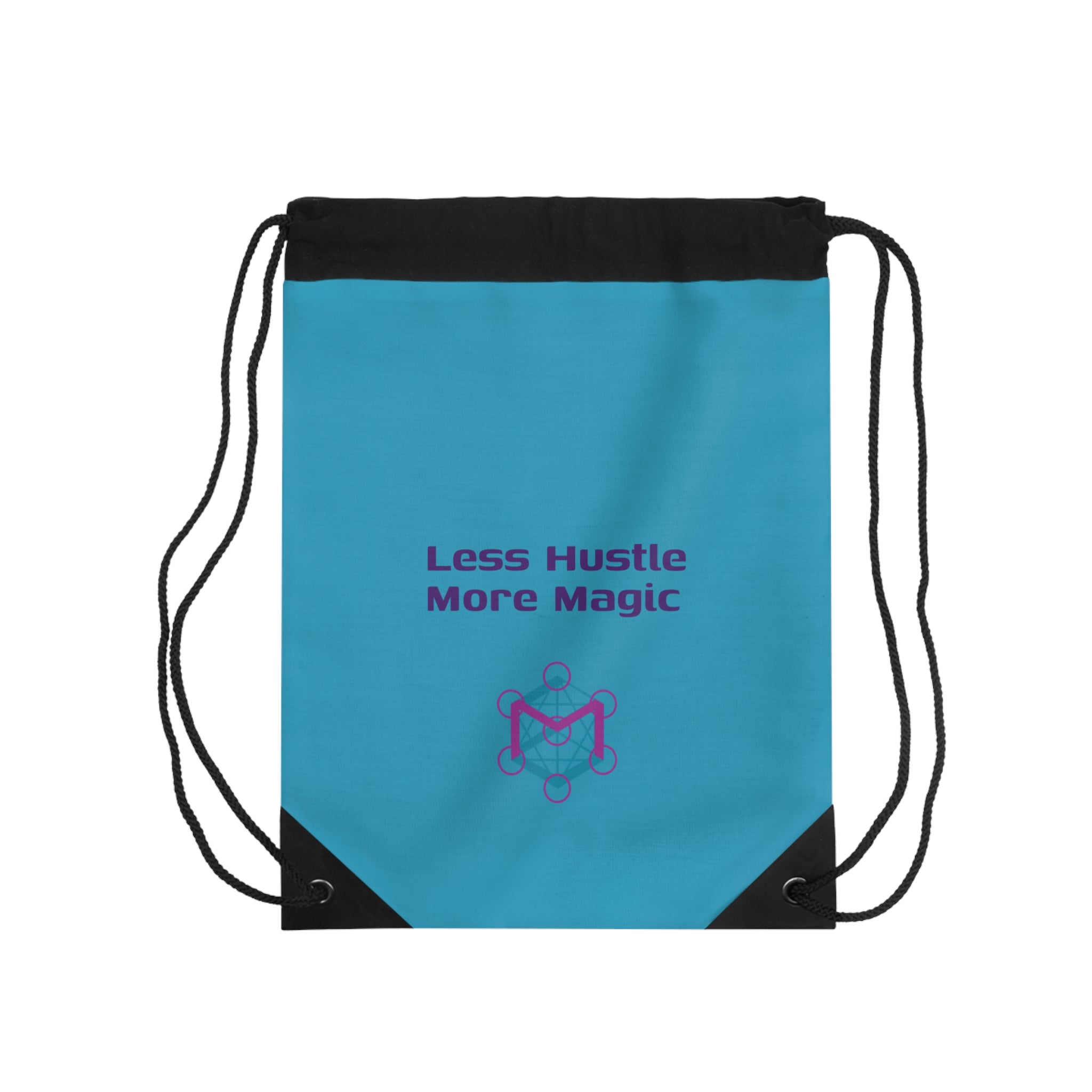 Blue Less Hustle More Magic Drawstring Bag