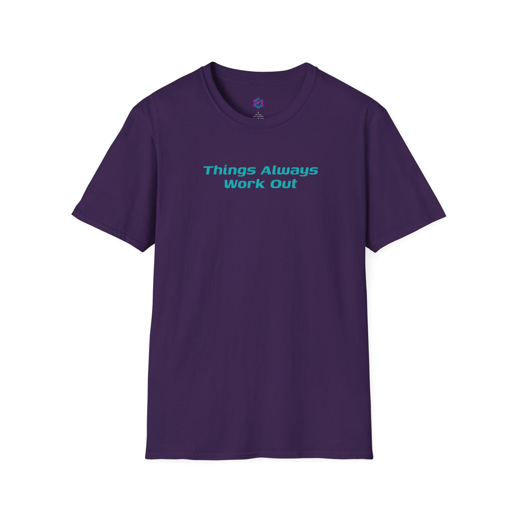 Things Always Work Out Eggplant Unisex Softstyle T-Shirt - Positive Vibes
