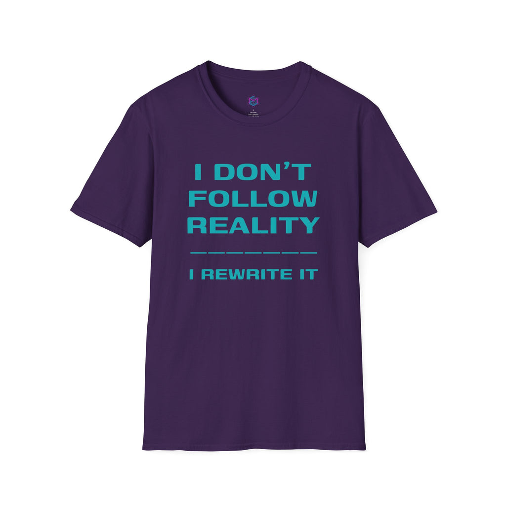 Rewrite Reality Eggplant Unisex Softstyle T-Shirt - Empowerment Purple